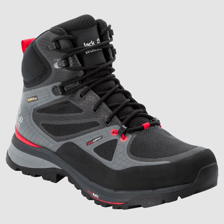 Jack Wolfskin Mens Force Trekker Texapore Mid Walking Boots Black/Red 091685NOJ